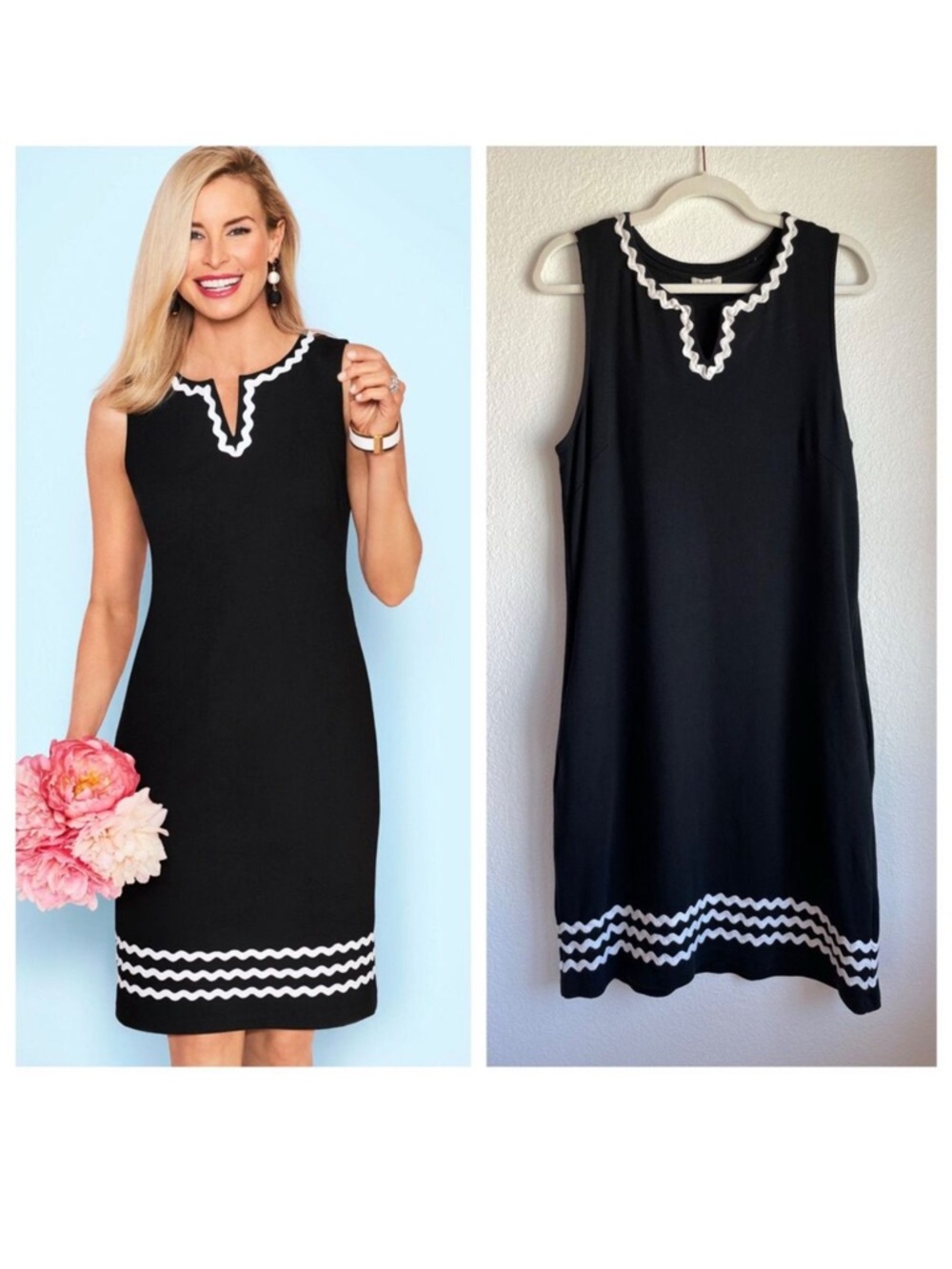 Talbots Rickrack Trim Ponte Shift office work formal  dress size 16